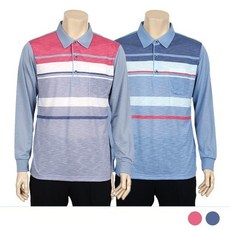 남성 스트라이프 긴팔 카라넥 티셔츠