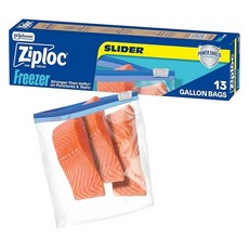 Ziploc 갤런 식품 보관 냉동고 슬라이더 백 내구성 향상을 위한 파워 쉴드 기술 13개입
