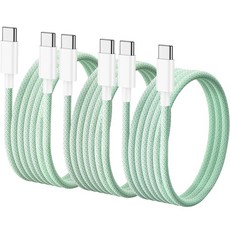 루미아코어 삼성호환 C타입 마카롱 PD 60W c타입고속충전케이블, 그린, 3개, 3m