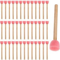 40팩 0.6인치 페인트 스폰지 브러시 원형 폼 나무 손잡이 그림 공예용