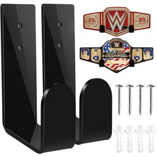 고크우트 챔피언십 벨트 월 마운트 디스플레이 홀더 세트 WWE AEW 벨트용 프로레슬링 타이틀 행거 이지 인스톨 정리함 랙2Pcs 블랙, 2Pcs Black