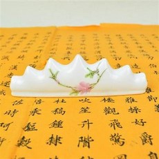 陶瓷筆架 粉色花卉裝飾 書法毛筆配件, 1個