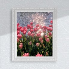 튤립 강가 윤슬 DIY 그림그리기 명화 꽃그림 풍경화 셀프 인테리어액자 캔버스 유화세트, 1개, 단품