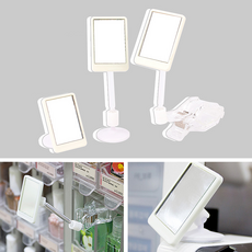 탁상용 메이크업 집게 거울 매장 각도조절 스탠드 회전가능 부착식 탁상거울, 집게형, 흰색 투명 집게형