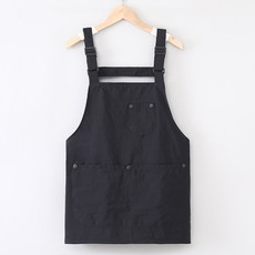 短款圍裙餐飲夏天廚房家用可調節肩帶工作服防水圍裙新款圍腰, 1個, 三兜短款塔絲隆揹帶調節防水圍裙黑色:如圖