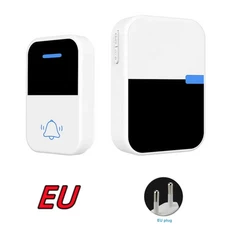 【USB-C 케이블】야외 무선 초인종 EU 플러그 필요 방수 자체 전원 홈 도어 벨 차임 키트 38곡 스마트, 2) EU  1V1  White  01