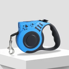 야간 산책용 플래시라이트가 있는 자동 개줄 소형 및 중형 개와 고양이를 위한 16FT 텔레스코픽 트랙터, 04 파란색