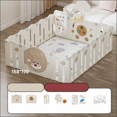 울타리 실내 가드 보호 거실매트포함, 1개, [사슴 울타리] 13+2 외경 158x190