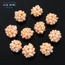 1pc 천연 담수 진주 꽃 공 교양 바로크 화이트 비즈 보석 만들기 액세서리에 대한 매력, 01 14mm 15mm, 02 Champagne