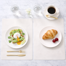 다실 방수 테이블보호 실리콘 식탁매트, 2개, 40x30cm, 오트밀 베이지