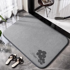 디베스 메모리폼 욕실 발매트 2cm 두께 미끄럼방지 흡수 세탁가능 화장실매트, 1개, 해피하루 꽃