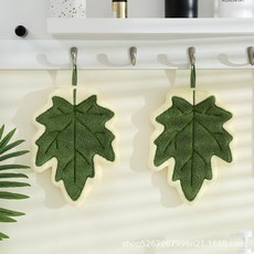 芭蕉葉擦手巾 可愛加厚柔軟珊瑚絨 廚房洗手間吸水抹布, 1個, 黃底新楓葉【一條】, N/A