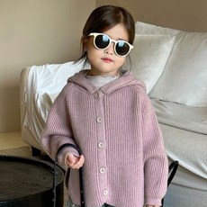 小不點兒 兒童套裝 連帽針織外套 毛邊牛仔褲 秋季新品 韓版童裝 女童寬松版斗篷毛線衣 寶寶毛線外套 90-140