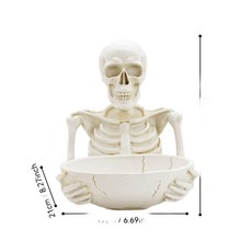 骷髏收納碗 樹脂擺件 萬聖節桌面置物盤, 骸骨收納擺件