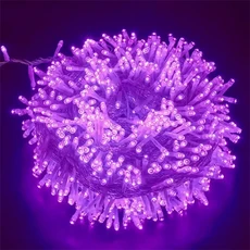 50M 요정 조명 크리스마스 가랜드 야외 스트링 라이트 방수 웨딩 파티, 02 Purple, 16 10M 100LEDS, 01 220V EU UK AU Plug