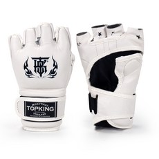 TOP KING BOXING 真皮MMA露指拳套 - 白色, 1個