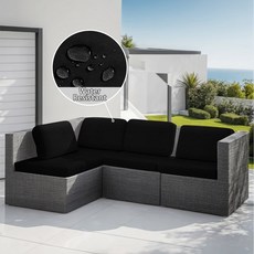 야외 쿠션 방수 스트레치 소파 커버 탄성 파티오 가구 보호 거실 섹션 세트, Sofa Ba Cover, Bla