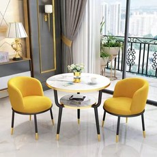 남쪽나무 4인 식탁 원형 테이블 의자 세트 카페 휴게실 휴게실, 7-진회색, 60cm 1테이블 2의자