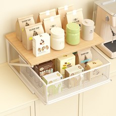 주방 바구니 정리선반 서랍이 접시 수납 커피 메이커 주방용품 보관용, 화이트2단35*25*31cm, 1개