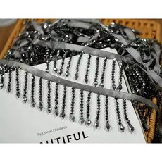 크리스탈 펜던트 비즈 프린지 레이스 DIY 의류 무대 홈 커튼 트림 머리 장식 액세서리, 45 CM, color grey, 1개