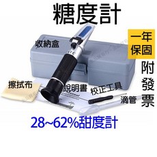 28-62%甜度計 - 測糖計 折射儀 濃度計 - 適用切削液, 1個, 28~62%甜度計，蓋板為LED補光燈款
