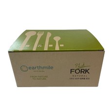 어스마일 PLA 썩는 플라스틱 일회용 포크 개별포장 화이트 50개, 1박스, 50개입, 어스마일 포크 개별포장 화이트