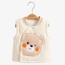 深深寶貝 寶寶鋪棉背心 嬰兒保暖馬甲 棕色小熊款 66碼 建議身高57-63cm