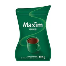 동서 맥심 디카페인 170g 1개 리필 블랙 알커피