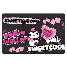 Tiger Pavilion 쿠로미 프린팅 패브릭 발매트, 블랙+핑크+화이트