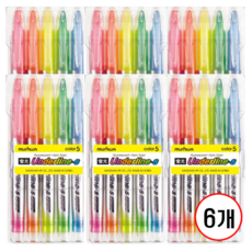 문화 언더라인에스 형광펜, 6개, 5색