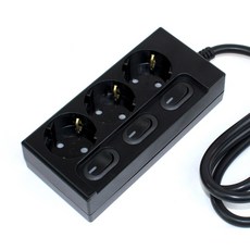 KD-TAP 국산 개별형 스위치 멀티탭 3구 고용량 콘센트 16A 안전 접지, 1개, 블랙, 0.5m
