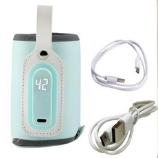 蘇霏小舖 奶瓶保溫器 行動奶瓶加熱器 智能溫奶器 USB供電, 1個, 進階款-湖藍色