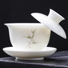 도자기 뚜껑 찻잔 세트 이중잔 다기 티세트 주방용품, 1개, HRM 양지옥 뚜껑 그릇-사슴 160ml