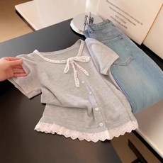 Yellwel 꽃무늬 포인트 여름 여성 반팔 니트 투피스 세트 DJP