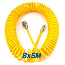 국산 코일에어호스 노랑 / 블루(특A급) 에어줄 타카호스 콤프레샤호스 에어호수 컴프레셔, 1개