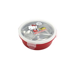KT 兒童不鏽鋼圓型三格便當盒 HELLO KITTY, 1個, 圓型三格便當盒
