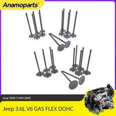 엔진 부품 흡기 밸브 지프 폭스바겐 램 3.6 L V6 가스 플렉스 DOHC 2011-2022 OEM 5184128AE 에 적합