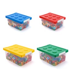 積木箱 收納箱 玩具收納箱 - 居家玩具分類整理置物箱 卡扣收納, 藍色, 1個