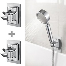 리밍 무타공 핸즈프리 각도조절 샤워기 거치대, 실버, 2개