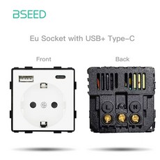 BSEED 유리 프레임 EU 벽 센서 표준 소켓 스위치 DIY DS-NA 부품 모듈 PIR 기능, Type c So et