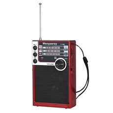 WENPZERAY Y-706 휴대용 포켓 라디오 AM FM SW 밴드 컴팩트 리시버 3AAA 배터리 작동 트랜지스터 라우드 사운드 스피커 지원 USB/TF 카드 플레이 헤드폰 잭(, 레드