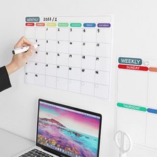월간 주간 일정 스케쥴러 자석 플래너 메모보드 4종, Monthly Black