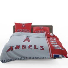 MLB LA 엔젤스 이불 배게 커버 세트 - 싱글 더블 사이즈 LA Angels, 포함