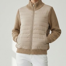 투솜 여성골프점퍼 여자골프점퍼 골프아우터 패딩 니트 반폴라 집업 여성니트패딩 여자경량 겨울 골프점퍼 아우터 루즈핏 빅사이즈