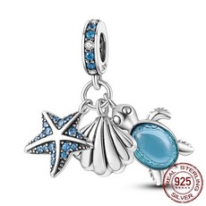 MULA 925 스털링 실버 블루 시리즈 세계 글로브 매력 지구 비행기 펜던트 비즈 여성을위한 원래 팔찌에 맞게 DIY, KTC287, 1개