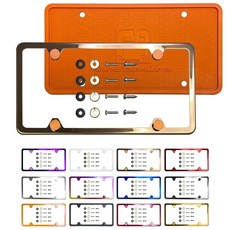 실리콘 백 가드 4 홀 슬림 번호판 프레임 라스퍼리 핑크 파우더 코팅 범용 핏 알루미늄 스크류 온 캡 커버 T304 스테인리스 스틸 녹 방지 내후성 (수량: 1 프레임), 로즈 골드