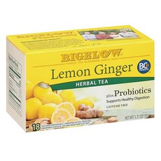레몬 진저 프로바이오틱스 허브티 티백, 37g, 6개