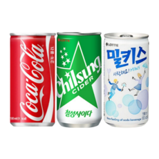 [jbtk] 미니 캔음료 음료수 코카콜라 칠성사이다 밀키스 190ml 30캔 각10캔
