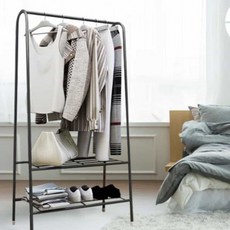 원룸 자취방 공간활용 깔끔한 2단 옷 행거 옷걸이 드레스룸 매장 간편한, 화이트