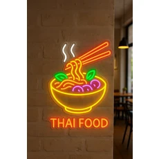 국수 네온 사인 음식 Foodie 선물 아이디어 레스토랑 장식, 02 17inch(43cm), 01 Color5